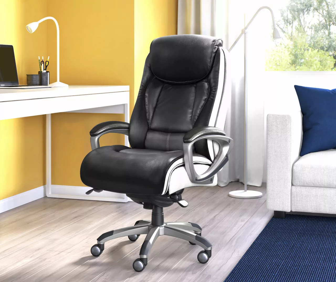 Lautner Black Executive Bonded Leather Office Chair Lautner Black Executive Bonded Leather Office Chair -Home Furniture Store 810590376 2