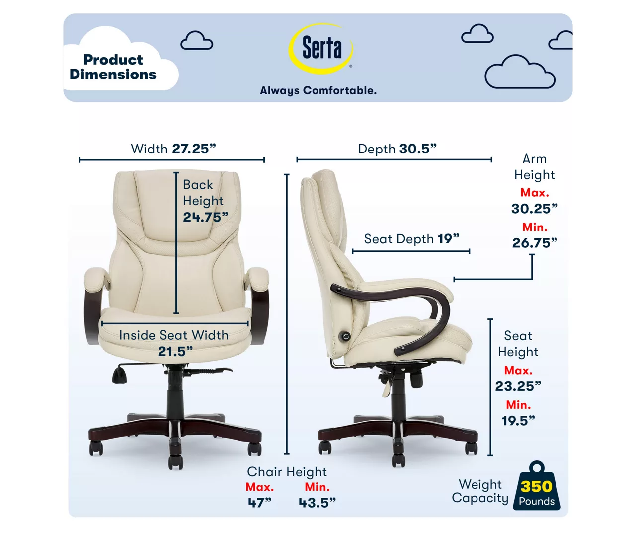 Conway Ivory Big & Tall Bonded Leather Office Chair Conway Ivory Big & Tall Bonded Leather Office Chair -Home Furniture Store 810590382 6