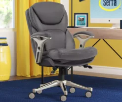 Claremont Gray Bonded Leather Office Chair 5 Claremont Gray Bonded Leather Office Chair -Home Furniture Store 810590392 2 1