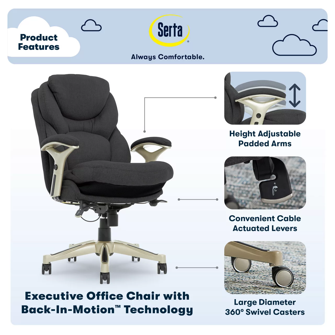 Claremont Dark Gray Fabric Office Chair Claremont Dark Gray Fabric Office Chair -Home Furniture Store 810590396 71