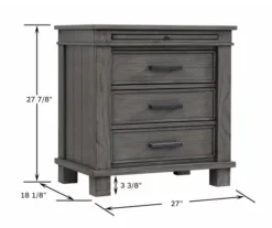 Topeka Warm Gray 3-Drawer Nightstand With USB Charging -Home Furniture Store 810591526 9