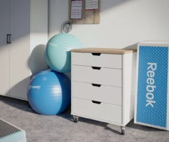 Evolution Vantage White & Weathered Oak 4-Drawer Storage Cart 6 Evolution Vantage White & Weathered Oak 4-Drawer Storage Cart -Home Furniture Store 810597741 4