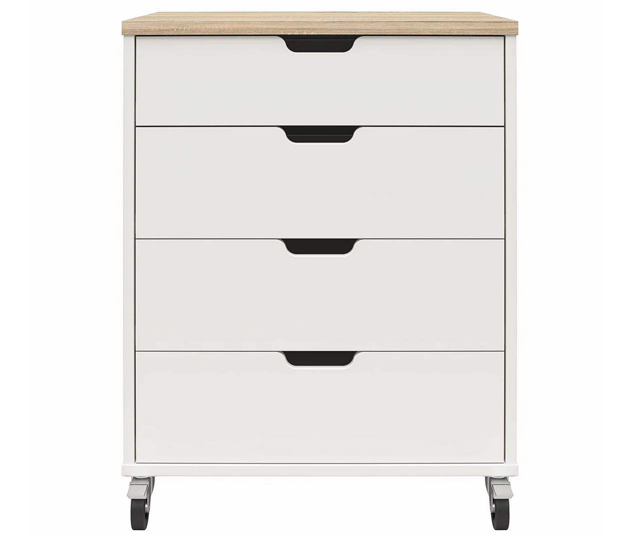 Evolution Vantage White & Weathered Oak 4-Drawer Storage Cart Evolution Vantage White & Weathered Oak 4-Drawer Storage Cart -Home Furniture Store 810597741