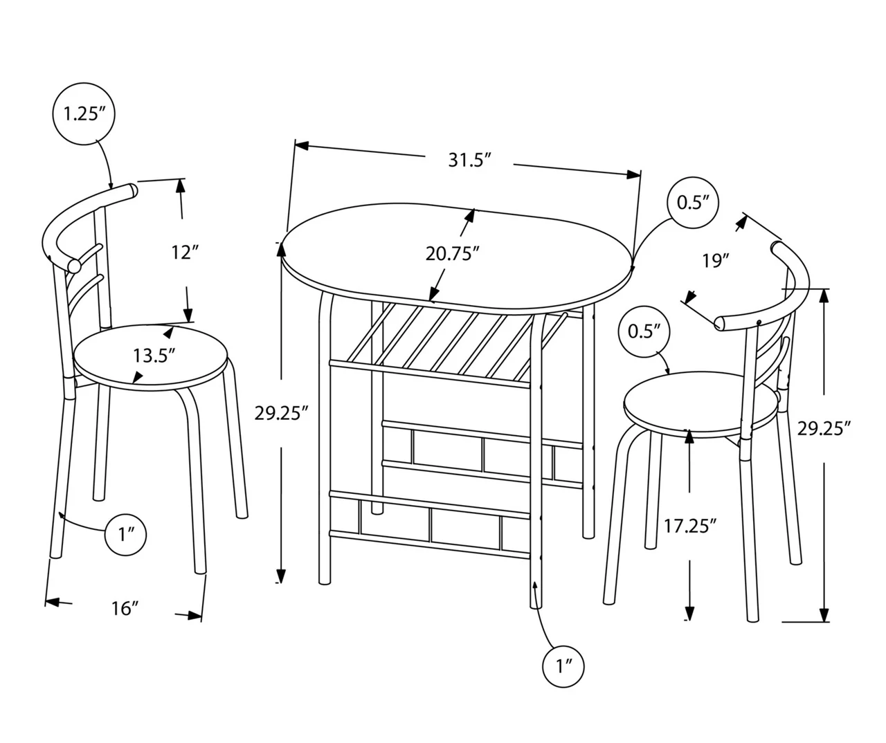 Monarch 3-Piece Dining Set Monarch 3-Piece Dining Set -Home Furniture Store 810598491 A7