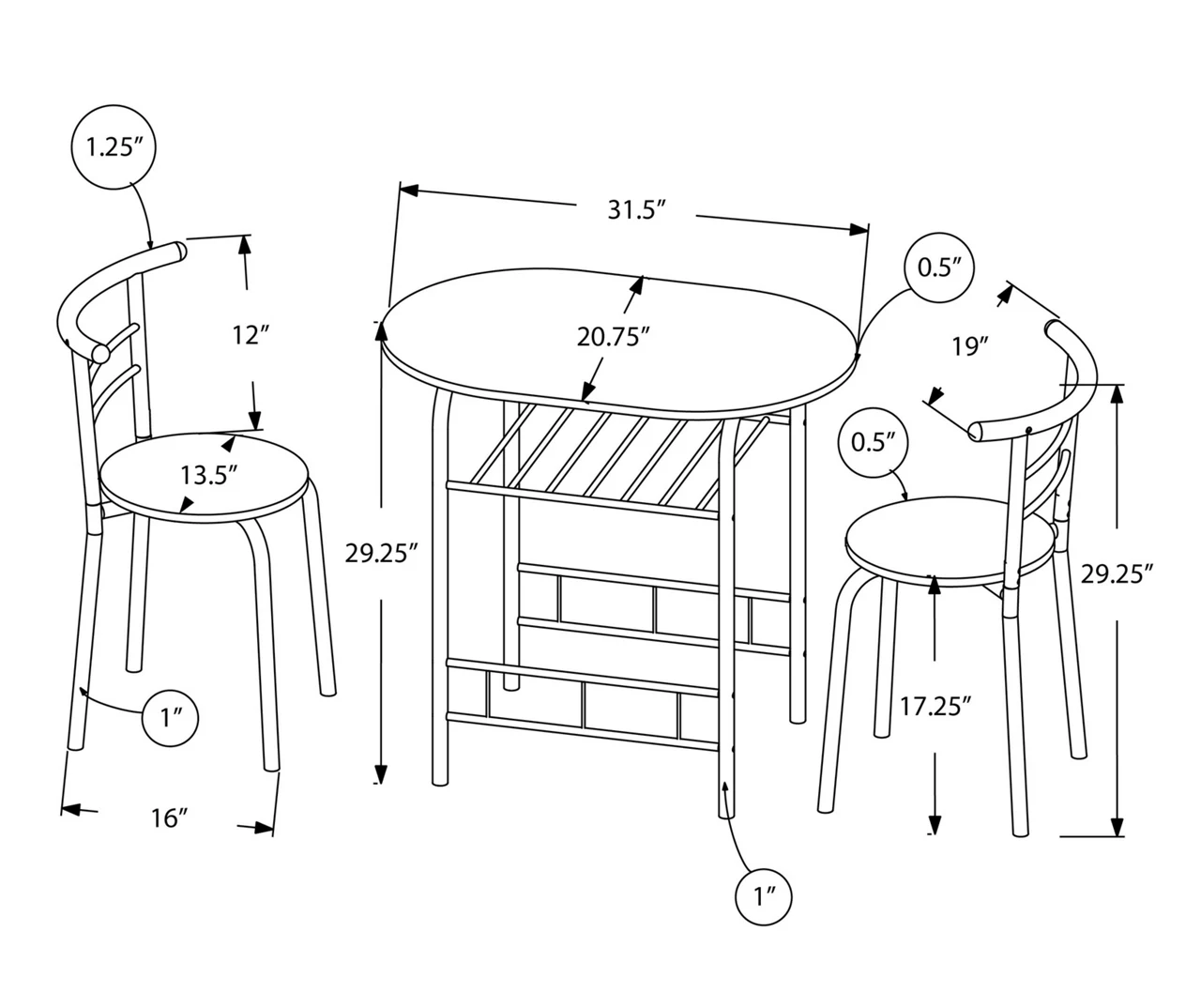 Monarch 3-Piece Dining Set Monarch 3-Piece Dining Set -Home Furniture Store 810598492 A7