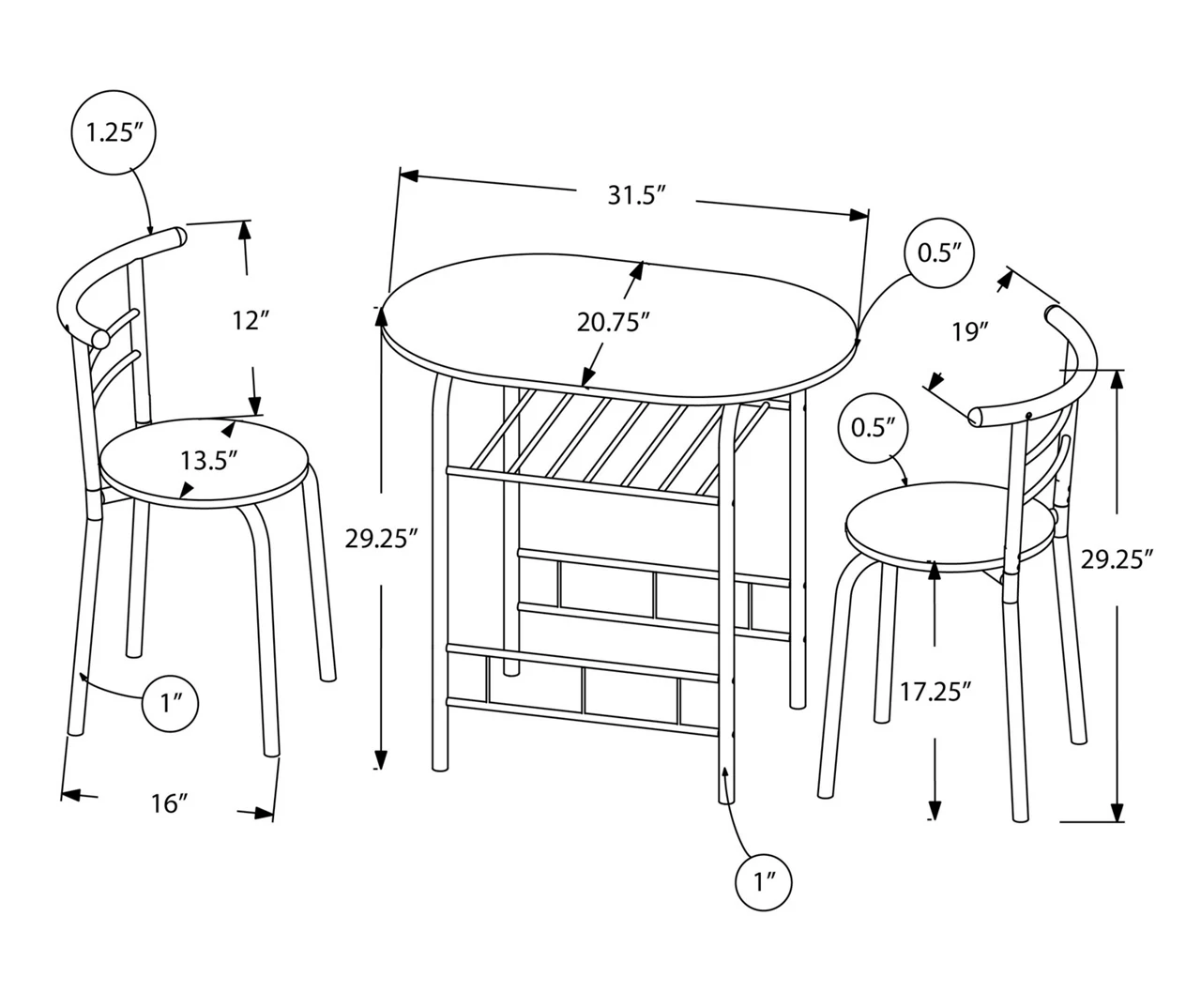 Monarch 3-Piece Dining Set Monarch 3-Piece Dining Set -Home Furniture Store 810598493 A7