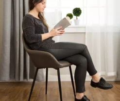 Mid-Century Modern Gray Faux Leather Dining Chairs, 2-Pack -Home Furniture Store 810598715 A0 3