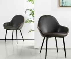 Mid-Century Modern Gray Faux Leather Dining Chairs, 2-Pack -Home Furniture Store 810598715 A0 4