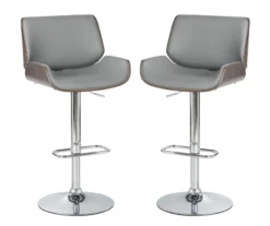 Glitzhome Mid-Century Modern Faux Leather & Chrome Adjustable Bar Stools, 2-Pack -Home Furniture Store 810598739 A0 1