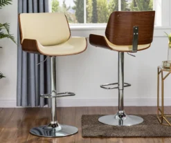 Glitzhome Mid-Century Modern Faux Leather & Chrome Adjustable Bar Stools, 2-Pack -Home Furniture Store 810598740 A0 2