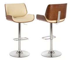 Glitzhome Mid-Century Modern Faux Leather & Chrome Adjustable Bar Stools, 2-Pack -Home Furniture Store 810598740 A0 3