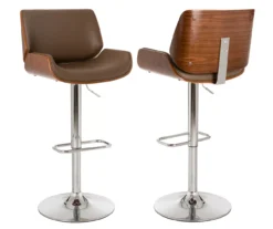 Glitzhome Mid-Century Modern Faux Leather & Chrome Adjustable Bar Stools, 2-Pack -Home Furniture Store 810598743 A0 1