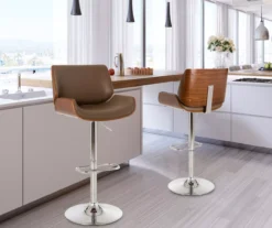 Glitzhome Mid-Century Modern Faux Leather & Chrome Adjustable Bar Stools, 2-Pack -Home Furniture Store 810598743 A0 3