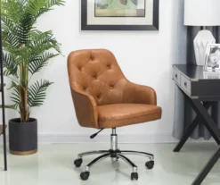Caramel Brown Faux Leather Tufted Adjustable Office Chair 4 Caramel Brown Faux Leather Tufted Adjustable Office Chair -Home Furniture Store 810598931 A0 3