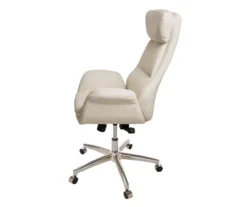 Cream Mid-Century Modern Faux Leather Executive Office Chair -Home Furniture Store 810598938 A0 4