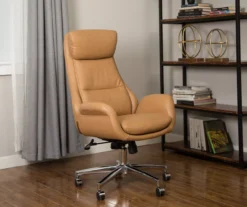 Light Brown Mid-Century Modern Faux Leather Executive Office Chair -Home Furniture Store 810598939 A0 4