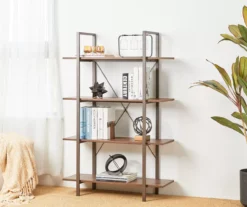 Walnut Modern Open 4-Shelf Bookcase 3 Walnut Modern Open 4-Shelf Bookcase -Home Furniture Store 810598940 A0 2