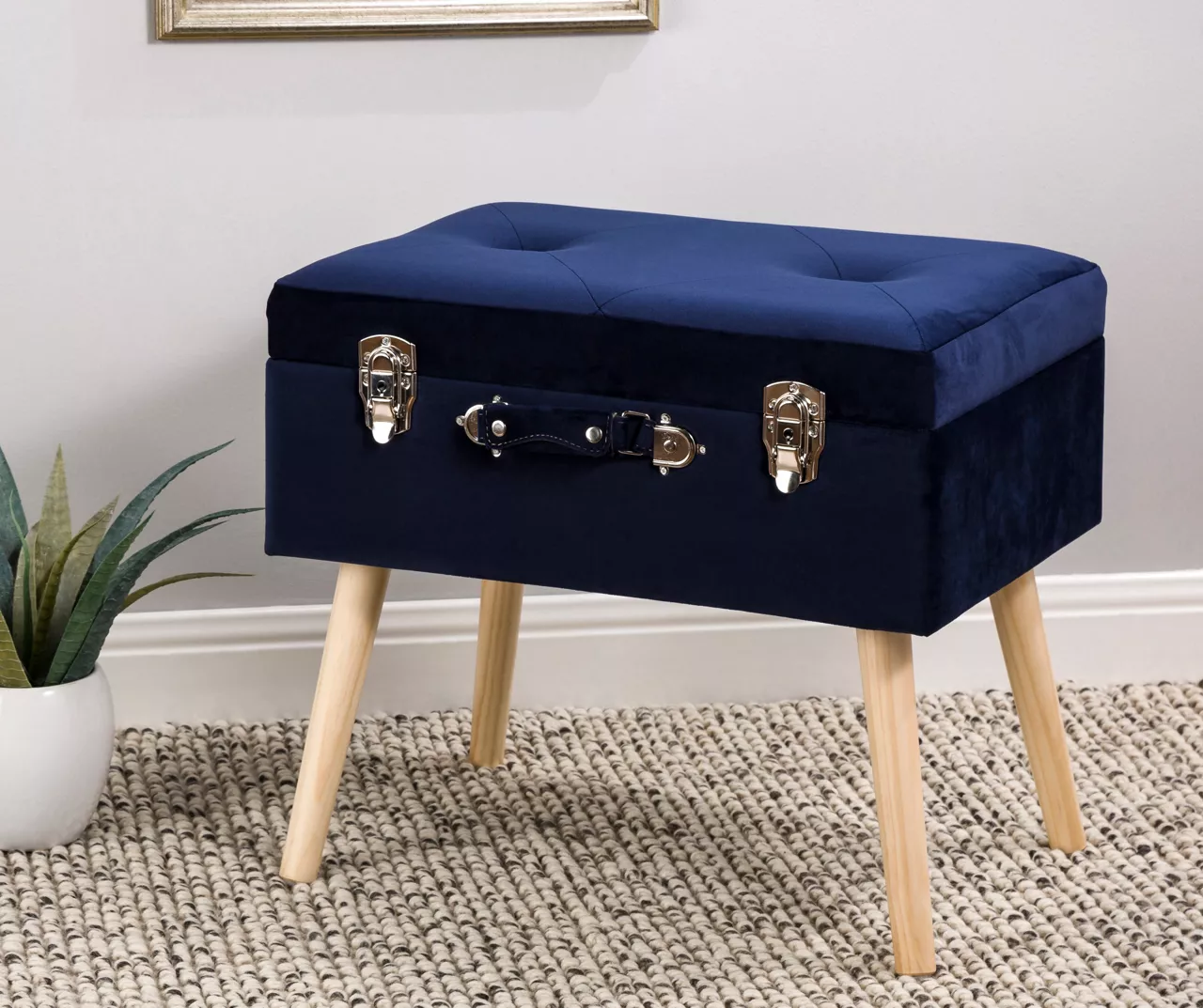 Glitzhome Velvet Suitcase Storage Stool Glitzhome Velvet Suitcase Storage Stool -Home Furniture Store 810598944 A0 2
