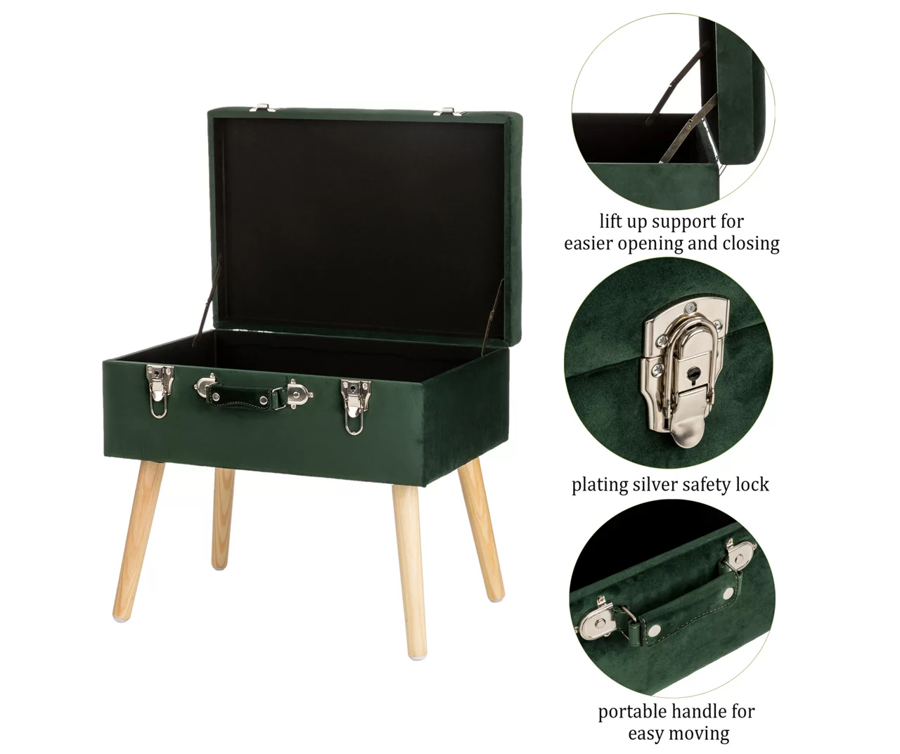 Glitzhome Velvet Suitcase Storage Stool Glitzhome Velvet Suitcase Storage Stool -Home Furniture Store 810598947 A0 5