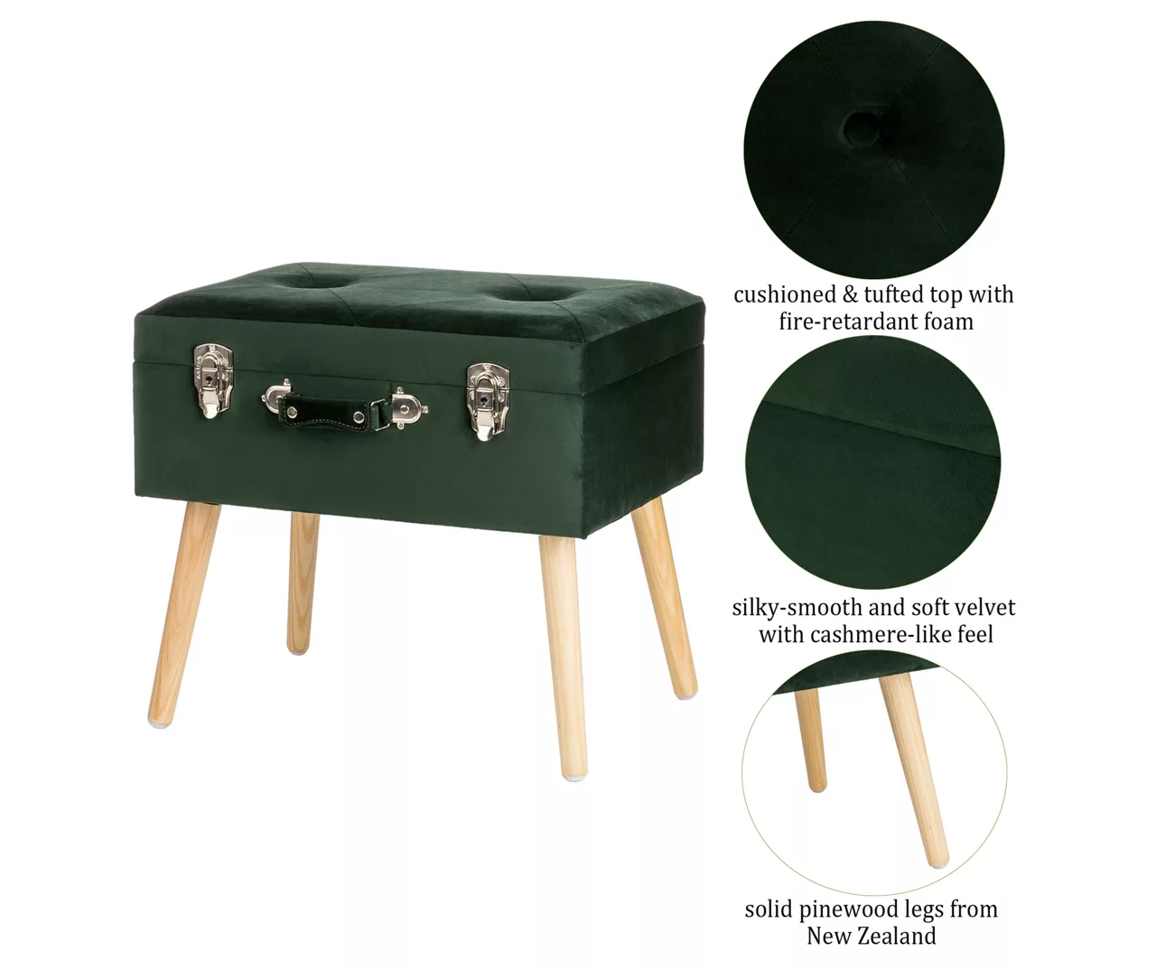 Glitzhome Velvet Suitcase Storage Stool Glitzhome Velvet Suitcase Storage Stool -Home Furniture Store 810598947 A0 6