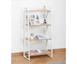 Blonde Wood Look & White 4-Tier Folding Bookcase -Home Furniture Store 810606565 A0 2
