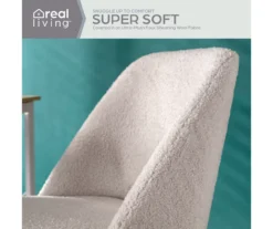 Cream Faux Wool Boucle Rolling Swivel Office Chair -Home Furniture Store 810606674 A0 3