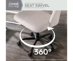 Cream Faux Wool Boucle Rolling Swivel Office Chair -Home Furniture Store 810606674 A0 4