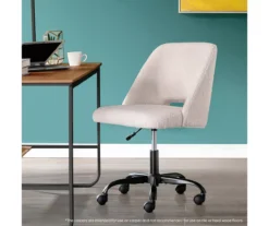 Cream Faux Wool Boucle Rolling Swivel Office Chair -Home Furniture Store 810606674 A0 8