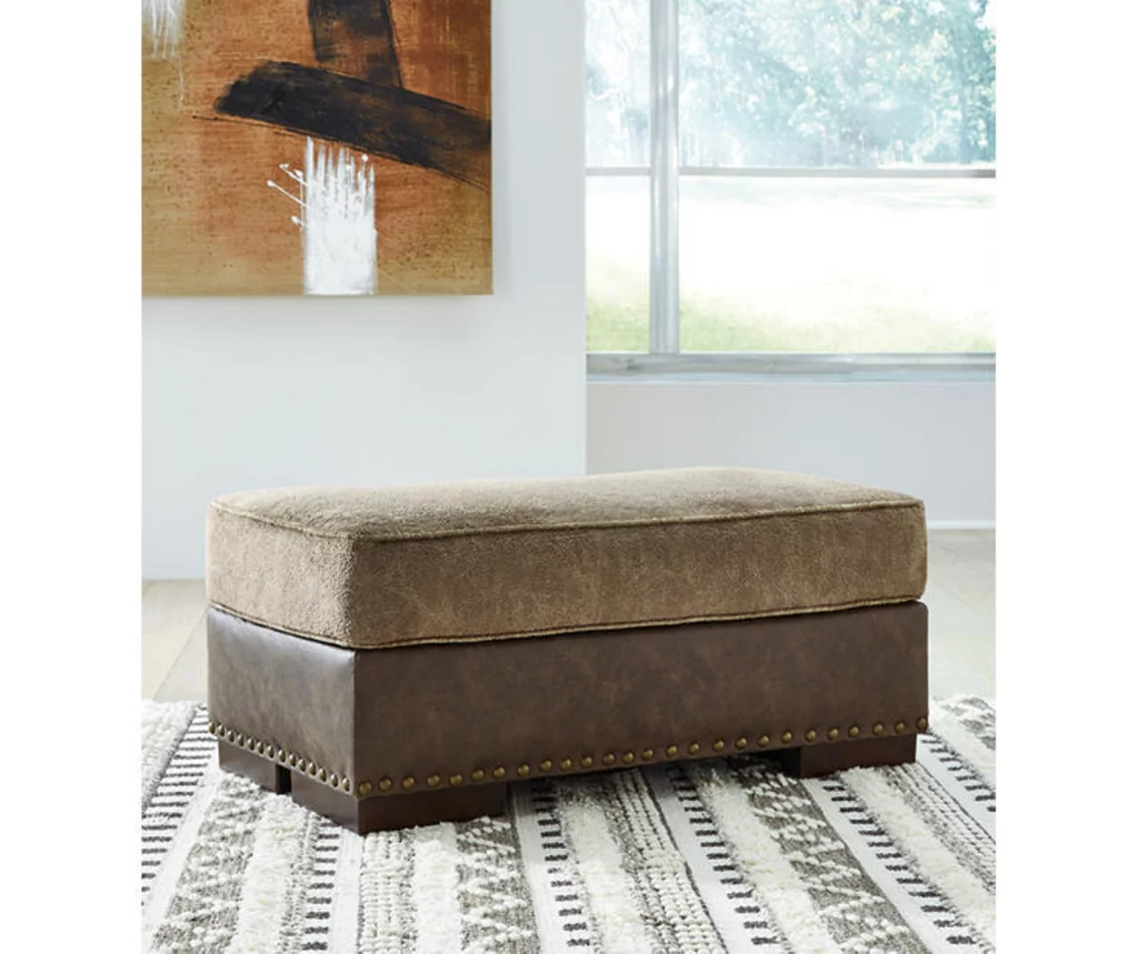 Alesbury Brown Faux Leather Ottoman Alesbury Brown Faux Leather Ottoman -Home Furniture Store 810612254 4