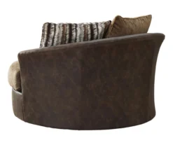 Alesbury Brown Faux Leather Oversize Swivel Accent Chair -Home Furniture Store 810612255 2