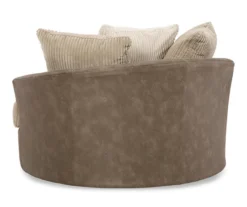 Keskin Brown Faux Leather Oversize Swivel Accent Chair -Home Furniture Store 810612413 4