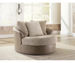 Keskin Brown Faux Leather Oversize Swivel Accent Chair -Home Furniture Store 810612413 5