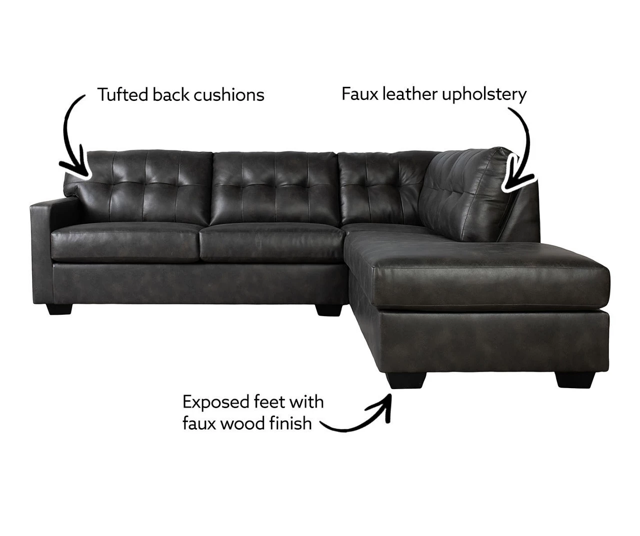 Signature Design By Ashley Battstone Steel Faux Leather Sectional Signature Design By Ashley Battstone Steel Faux Leather Sectional -Home Furniture Store 810613200 810613201 X0 1 1