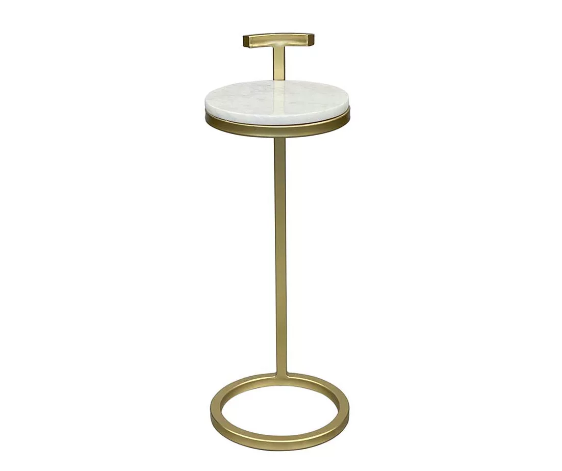Marble & Metal Drink Side Table Marble & Metal Drink Side Table -Home Furniture Store 810616678 A0 1