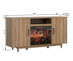 60" Modern Tan Electric Fireplace Console -Home Furniture Store 810617759 A6