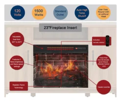 60" Modern Tan Electric Fireplace Console -Home Furniture Store 810617759 M7