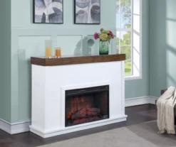 62" White Shiplap Grand Electric Fireplace -Home Furniture Store 810617760 B0 1