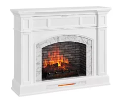 62" White Marble Grand Electric Fireplace Console -Home Furniture Store 810617766 A0 2