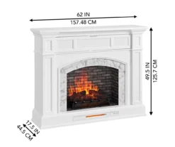 62" White Marble Grand Electric Fireplace Console -Home Furniture Store 810617766 A6