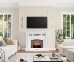 62" White Marble Grand Electric Fireplace Console -Home Furniture Store 810617766 B0 2