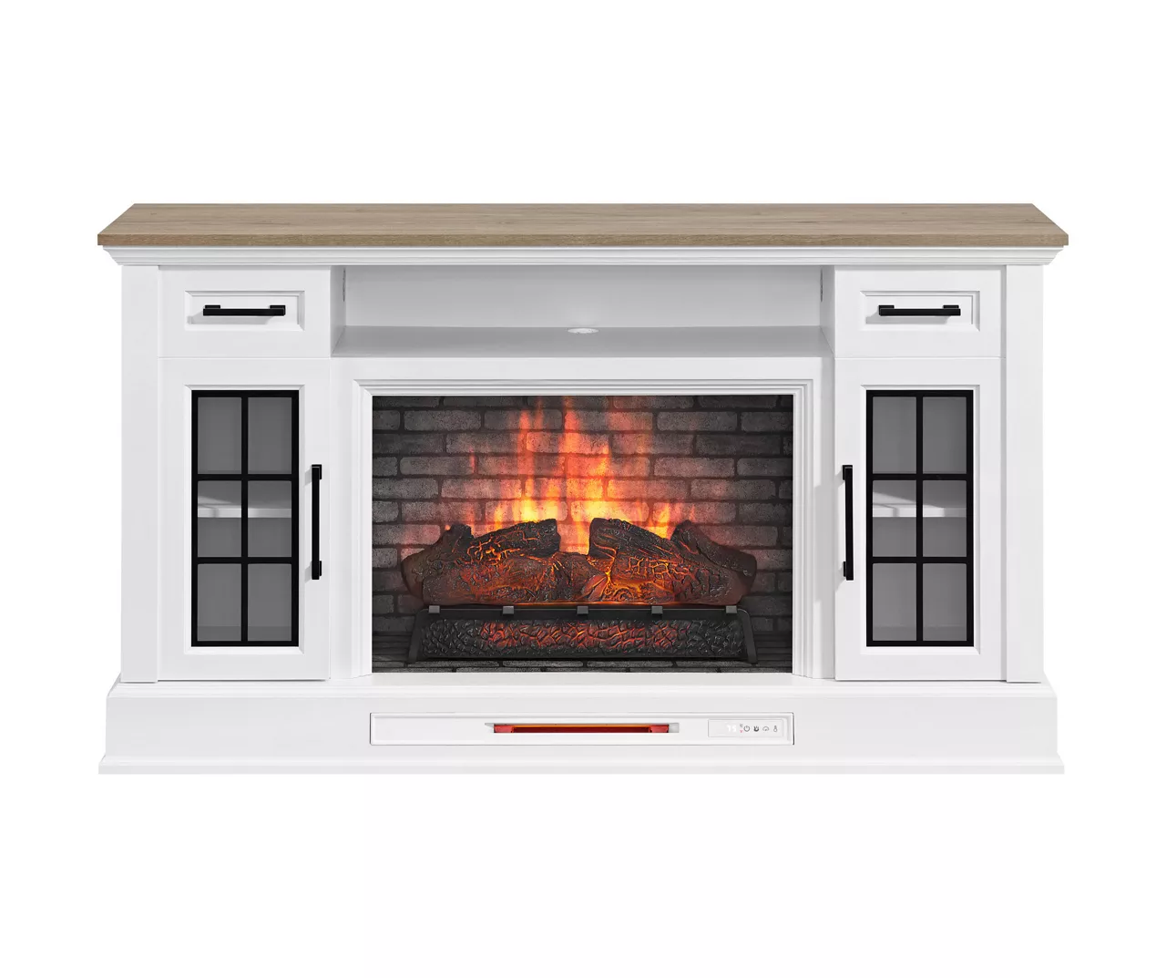 60" White 2-Door Electric Fireplace Console 60" White 2-Door Electric Fireplace Console -Home Furniture Store 810618088 A0 1
