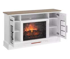 60" White 2-Door Electric Fireplace Console 9 60" White 2-Door Electric Fireplace Console -Home Furniture Store 810618088 A0 3