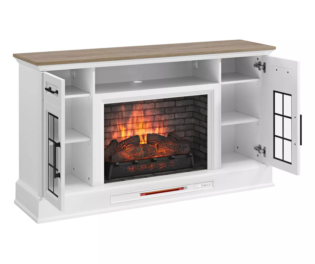 60" White 2-Door Electric Fireplace Console 60" White 2-Door Electric Fireplace Console -Home Furniture Store 810618088 A0 3
