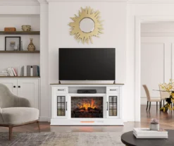 60" White 2-Door Electric Fireplace Console 4 60" White 2-Door Electric Fireplace Console -Home Furniture Store 810618088 B0 2
