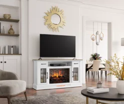 60" White 2-Door Electric Fireplace Console 5 60" White 2-Door Electric Fireplace Console -Home Furniture Store 810618088 B0 3