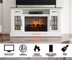 60" White 2-Door Electric Fireplace Console 6 60" White 2-Door Electric Fireplace Console -Home Furniture Store 810618088 M7