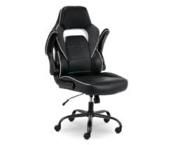 White & Black Faux Leather Gaming Chair -Home Furniture Store 810618952 A0 9
