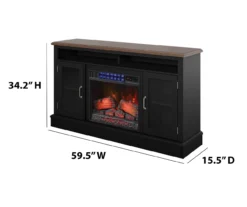 59.5" Black CoolGlow Electric Fireplace & Fan Console -Home Furniture Store 810620259 A6