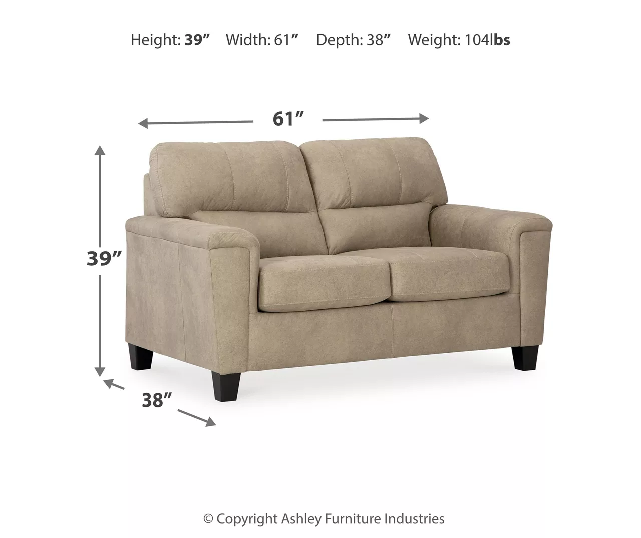 Tishen Pebble Sand Faux Leather Loveseat Tishen Pebble Sand Faux Leather Loveseat -Home Furniture Store 810669862 A0 3