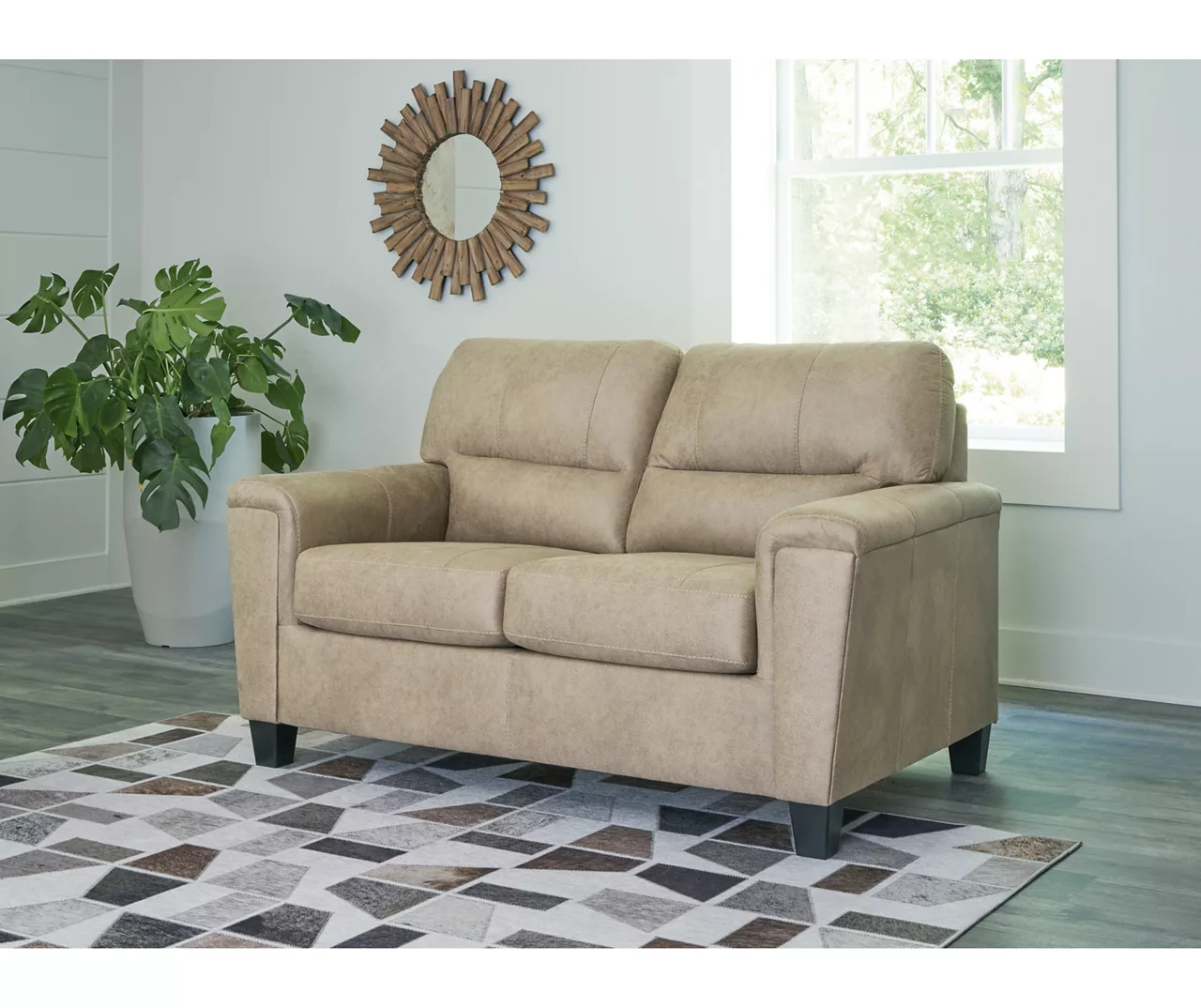 Tishen Pebble Sand Faux Leather Loveseat Tishen Pebble Sand Faux Leather Loveseat -Home Furniture Store 810669862 A1 2